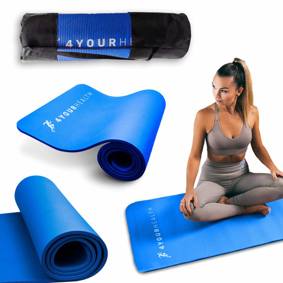 Mata do ćwiczeń jogi i fitness 1cm niebieska